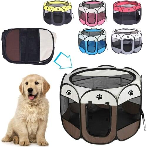 Portable Folding Dog House Pet Tent Octagonal Cage For Cat Playpen Puppy Kennel Easy Installation Fence Outdoor Big Dogs House