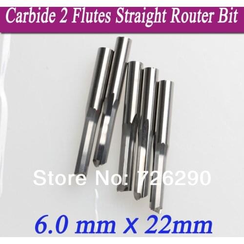 5pcs 6.0*22mm 2 Flute Straight Tool Sale CNC Woodworking Bits Solid Carbide Millinging Cutters Set For Wood