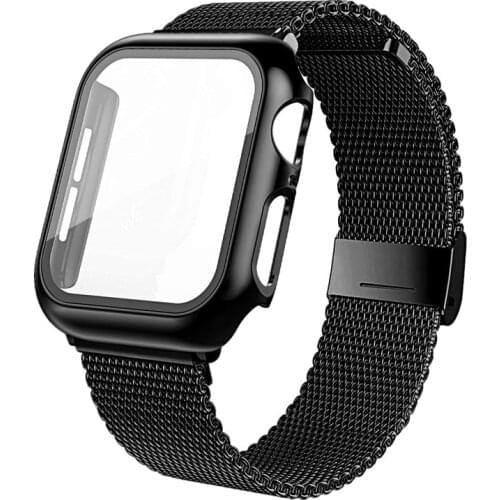 Milanese Loop Watch Strap For Apple Watch 6 Band SE 44mm 40mm with Protective Case For Applewatch 5 iWatch 3 Bands 42mm 38mm
