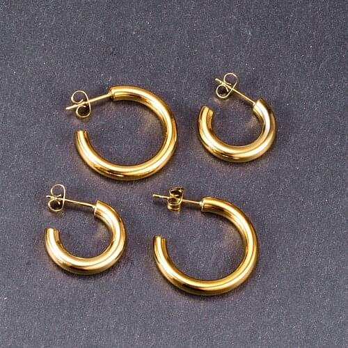 316L Stainless Steel Hoop Earrings Smooth Small/Large Earrings For Women Fashion Jewelry Wholesale