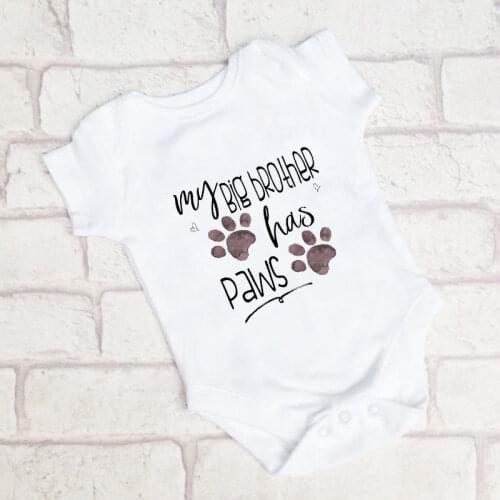 Shirerty Dog Paws Onesie Cotton Newborn Baby Boy Girl Romper Funny Letter Jumpsuit Outfits Clothes 0-24M