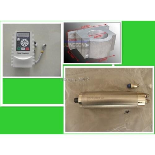 Water Cooling Spindle 1pcs 1.5kw ER11 220V Spindle Motor and matching 1.5kw inverter inverter and 80mmmount bracket Clamp