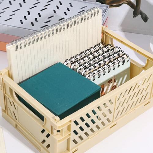5 Color Mini Storage Case Folding Student Desktop Organizing Container Basket Handbook Tape Stationery Plastic Box