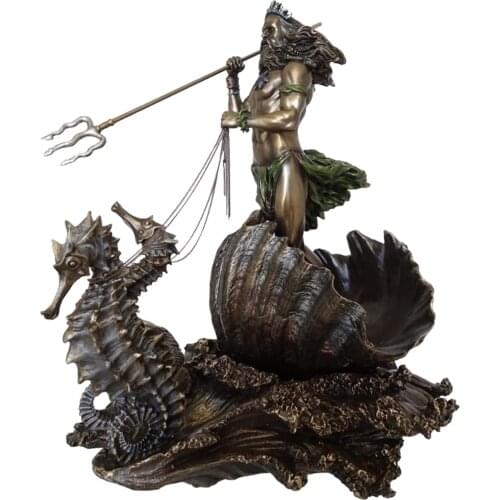 Greek God of the Sea Statue Figurine Resin Sculpture Poseidon on Seahorse