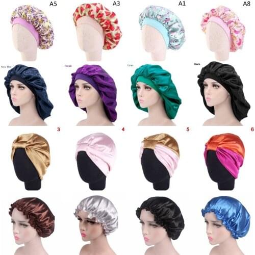 29 Styles Extra Large Satin Sleep Cap High Quality Waterproof Shower Cap Protect Hair Women Hair Treatment Hat 6 Colors