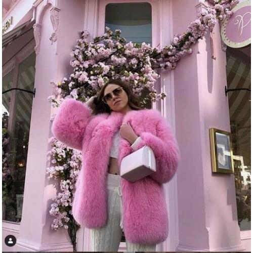 TOPINEUP Pink Fur Coats