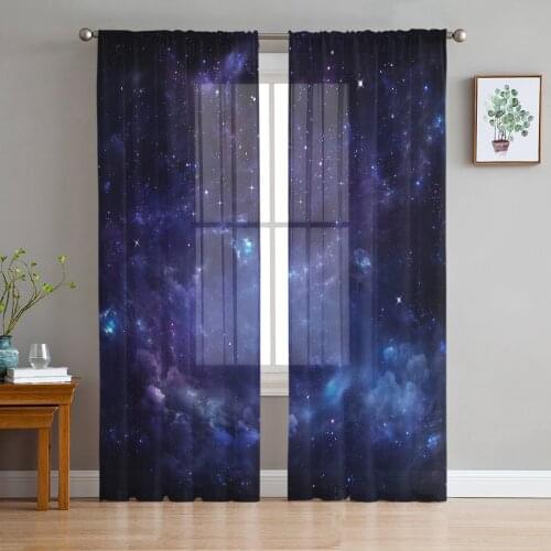 Star Sky Universe Window Treatment Tulle Modern Sheer Curtains for Kitchen Living Room the Bedroom Curtains Decoration