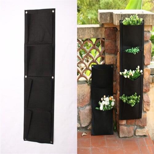 Pocketgarden 4 Pockets Vertical Garden Flower Pots Hanging Plant Pots Green Wall Pot and Planter flower pots
