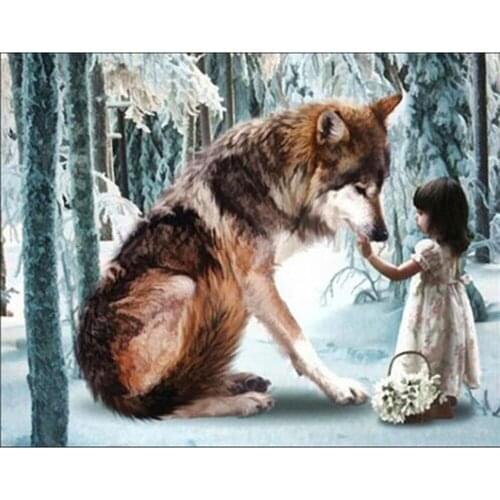 YI BRIGHT Square Round Diamond Toolkit Complete Diamond Wolf Snowman 5D DIY Winter Mosaic Snowman Home Decoration Gift