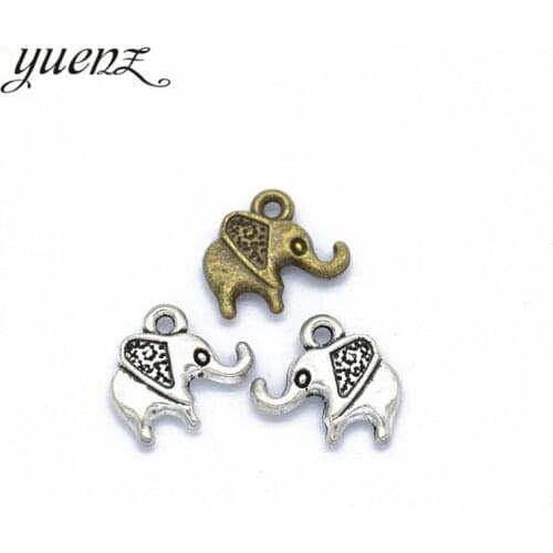 YuenZ 20 pcs Antique Elephant Charms Metal Pendants for Jewelry Making DIY Handmade Craft 13*13mm D9256