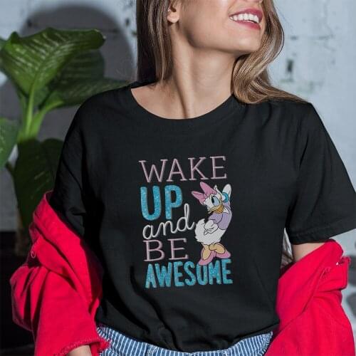 Summer New Products Daisy Print Women T-Shirt Kawaii Harajuku Style Disney Series Cute FouR Seasons Black White T Shirts Female