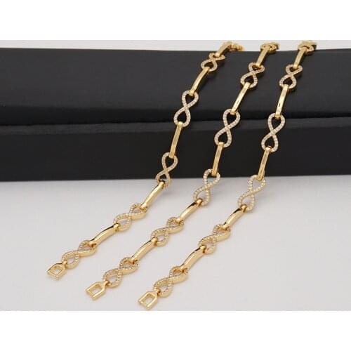 Original gold Crystal Four heart Clover Bracelet with Murano Glass Beads Charm Bracelet Bangle for Women zircon stones