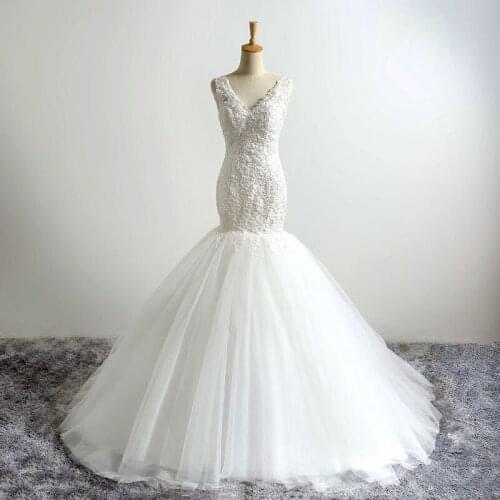 Lace Mermaid Wedding Dress 2020 Plus Size Vestidos de Novia Customized Wedding Gowns Real Photo