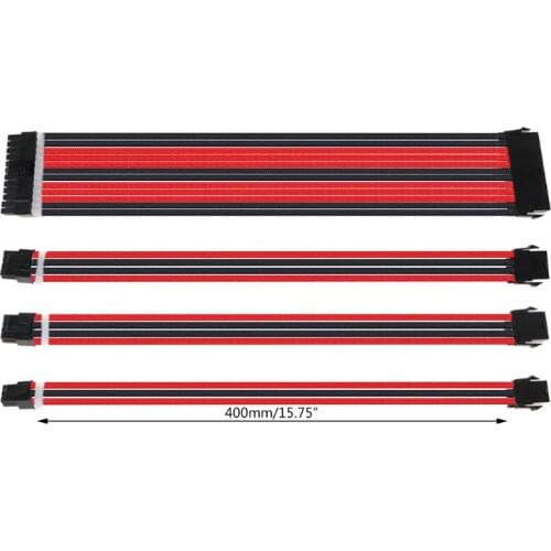 1Set 30cm/40cm A-TX Basic Extension Cable Kit PC GPU CPU Power Supply Sleeved Wire Computer Connectors 24-PIN 8-PIN 6PIN 32CB