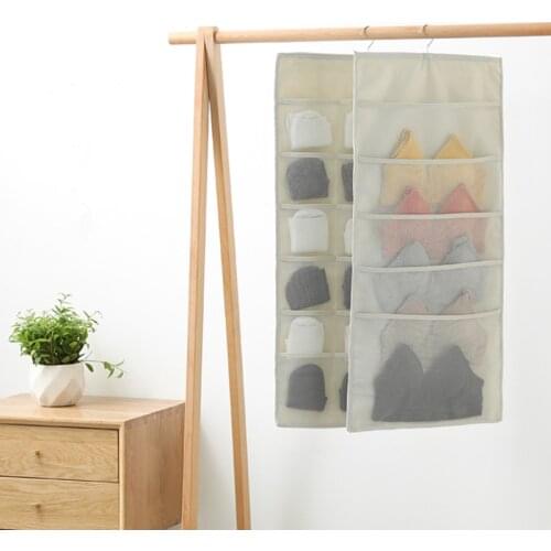 1 Piece Double-sided Storage Bag Underwear Socks Holder Home Bedroom Door Oxford Cloth Hanging Bag