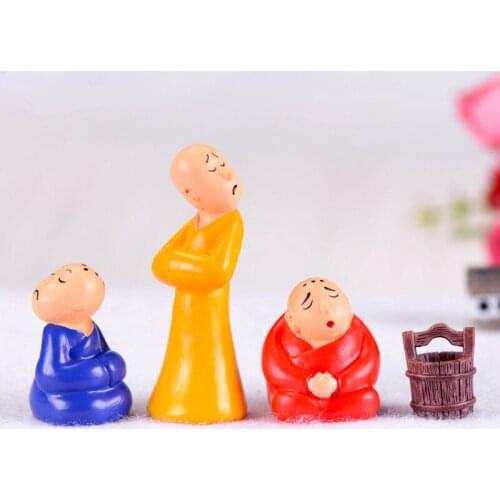 10PCS Monks Bucket Turning Head Miniature Bonsai Garden Furniture Resin Craft Model Fairy Home Decoration Accessories Decor