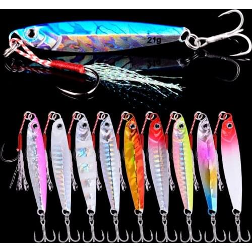 10Pcs Super Quatity Metal Casting Jig 7g-10g-14g-17g-21g-28g Shore Drag Cast Jigging Spoon Fishing Lure Artificial Bait Tackle