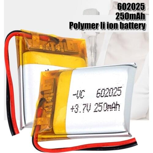 3.7V 250mah 602025 Li-polymer Rechargeable Battery For PSP Smart Watch LED Lamps Bluetooth Speakers Mini Cameras