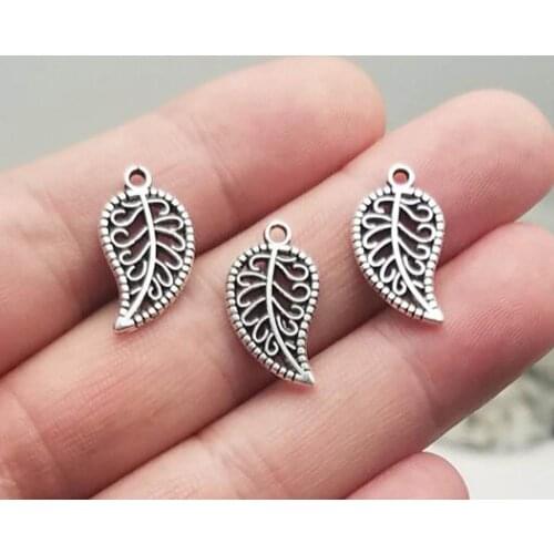 50pcs/lot--18x10mm, Antique silver plated hollow leaf charms ,DIY supplies, Jewelry accessories