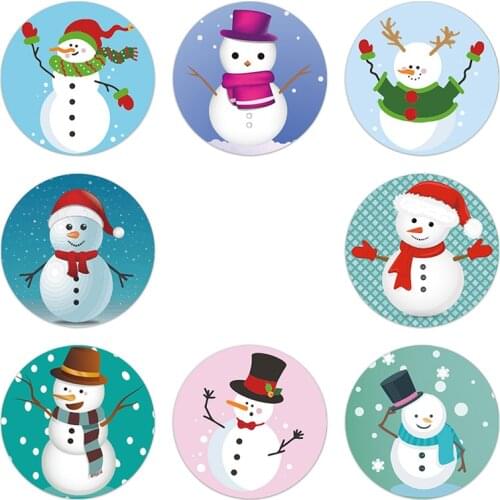 500 Pcs/roll 10 Types Christmas snowman Sticker seal label scrapbooking Christmas sticker decoration sticker Paper Sticker
