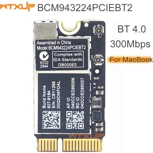 BCM943224PCIEBT2 2.4/5G WiFi BT 4.0 Mini PCIe Network Card 300Mbps for Mac OS Macbook Air A1370 A1369 A1465 Accessories