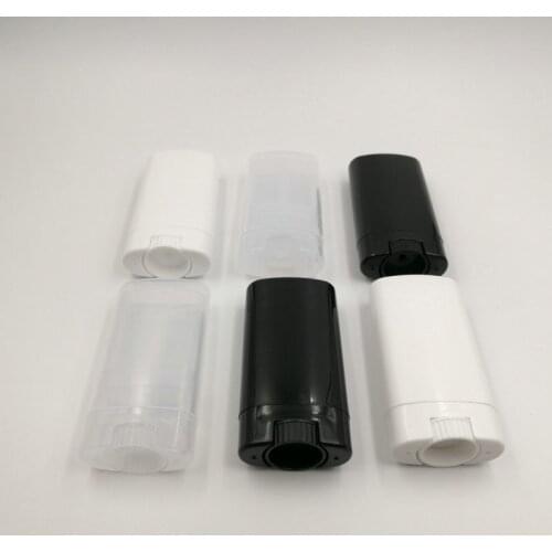 Free shipping 50pcs/lot 15ml oval shape cosmetic deodorant lipstick balm container tube with black, clear, white color
