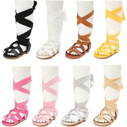 2018 New Fashion Newborn Infant Baby Girls PU Leather Bandage Sandals Summer Pram Flat Shoes