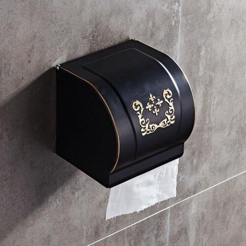 Black/White Toilet Paper Holder Wall Mounted Waterproof Roll Paper Tissue Box Brass Bathroom Accessories