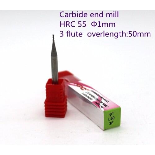 Blade diameter 1mm overlength:50mm of 3 flutes flat end mills carbide end milling tungsten knife CNC machine tools mills cutter