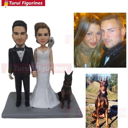 Turui Figurines custom wedding invitation cake topper dress suits ring personalised with name and date wedding sticker gift