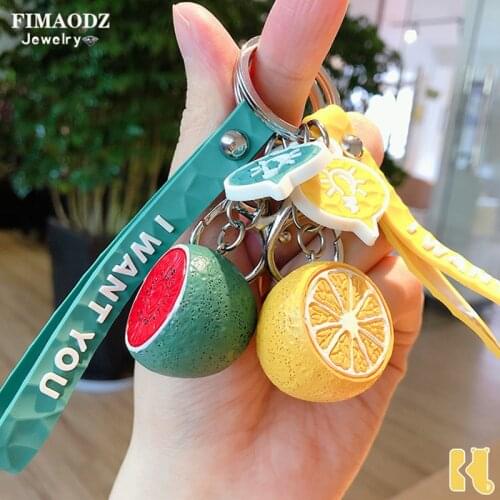 FIMAODZ Simulation Lemon Watermelon Keychain Orange Kiwi Cute Korean Fashion Key Chain for Men Women Kids