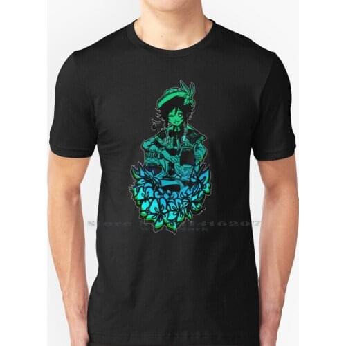 Genshin Impact - Venti T Shirt 100% Pure Cotton Genshin Impact Venti Fan Art Genshin Impact Venti Anime Cute Green Blue Flowers