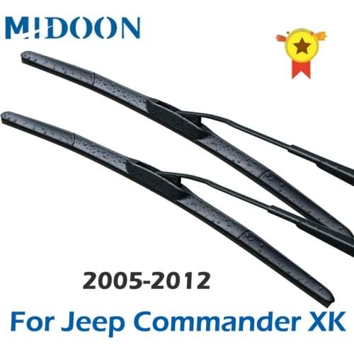 MIDOON Hybrid Hybrid Wiper Blades for Jeep Commander XK Fit Hook Arms 2005 2006 2007 2008 2009 2010 2011 2012