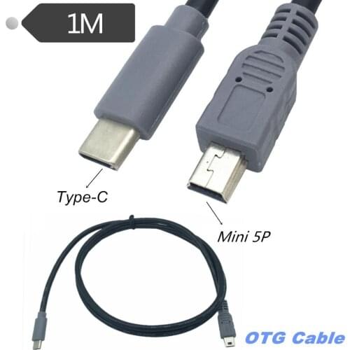 1pcs USB Type C 3.1 Male To Mini USB 5 Pin B Male Plug Converter OTG Adapter Lead Data Cable for Mobile Macbook 25cm / 1m
