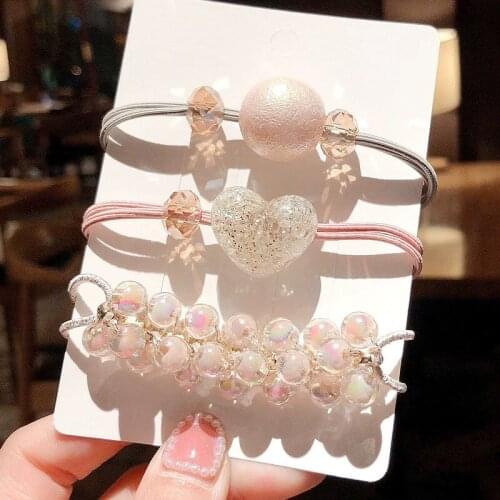New crystal pearl two hand chain hair ring combination set cute simple hair accessories hair accessories wholesale