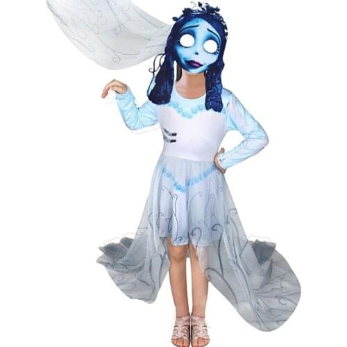 Toddler Girls Ghost Bride Costume Skull Skeleton Child Kids Halloween Party Carnival Costume