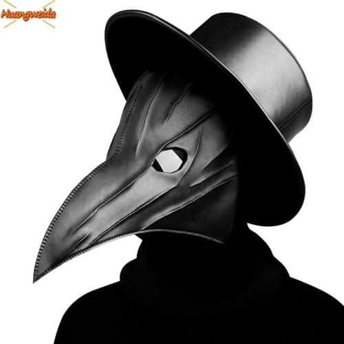 Plague Doctor Mask Black Death Halloween Steampunk Accessories PU Leather Carnival Cosplay De Peste Spectacle Mask Grim Reaper