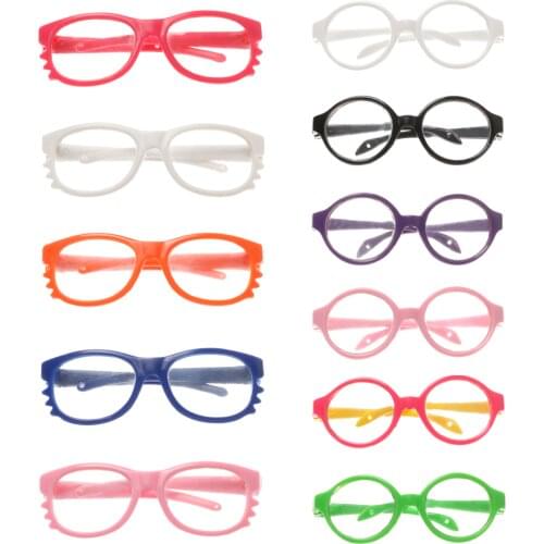 Round Frame Eyewear Clear Lens Mini Eyeglasses Glasses BJD Doll Accessories Photo Props Fit 18 Inch American Fashion Cool Girl