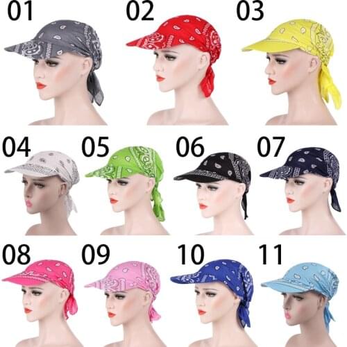 Fashion Cotton Visor Hat For Women Men Printed Square Scarf Cap Sunscreen Soft Headscarf Baseball Cap Outdoor Brim