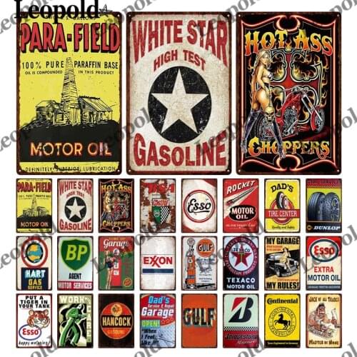 Motor Oil Metal Sign Wall Poster Rocket Car Type Retro Metal Wall Sticker Tin Label Home Garage Decoration