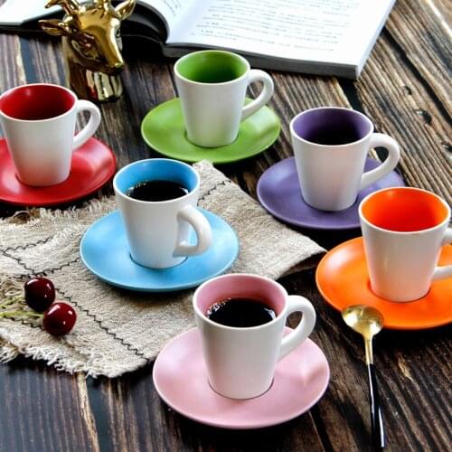 100ml Low Gloss Frost Texture Demitasse Espresso Cup Saucer Set Cafe Cheap MINI Expresso Italian Black Coffee Mug Tray Wholesale