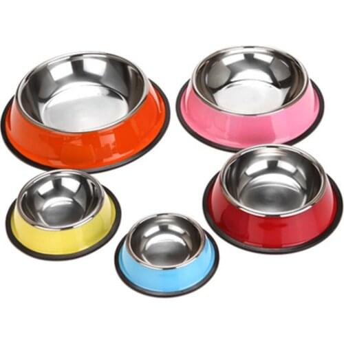 Stainless Steel Cat And Dog Bowl Dog Food Bowl Anti-Overturning Large And Small Cat And Dog Bowl Food Bowl Water Basin Pet Bowl