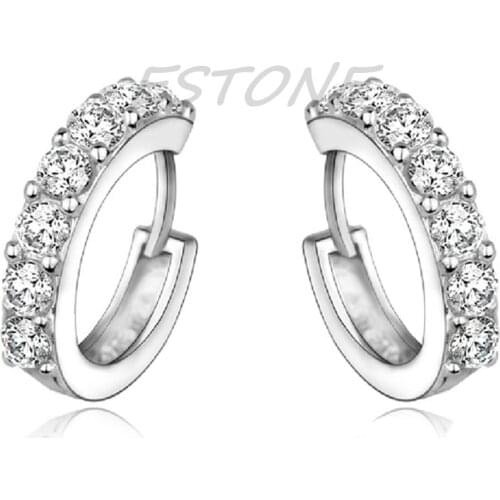 40GB Newest Hot Women Silver Plated CZ Small Round HUGGIE Hoop Earrings