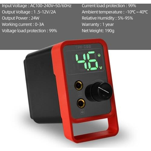 Professional Anti-fatigue Mode Digital LCD Display Rotary Pen Wireless Machine Gun Power Supply w/ EU Plug Cable Tattoo Kits