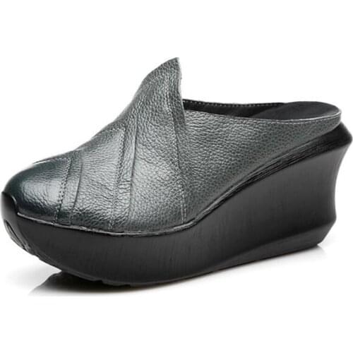 HOT 2020 New Summer Platform slippers Wedges Sandals Women Shoes High Heel Sandals Casual Genuine Leather Slippers women sandals