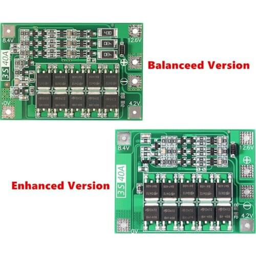 Balanced/Enhanced 3S 40A 11.1V 12.6V Li-ion Lithium Battery Charger Protection PCB BMS Lipo Module for 40A Current Drill Motor