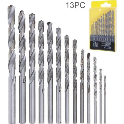 13pcs/set HHS 4241 Twist Drill Bits Hole with Straight Shank and Plastic Box for Drilling Aluminum / Plastic / Wood NEW