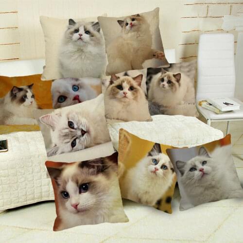 XUNYU Cute Pet Cat Cushion Cover Childrens Bedroom Decorative Pillowcase Linen Throw Pillowcase Sofa Pillowcase D0088