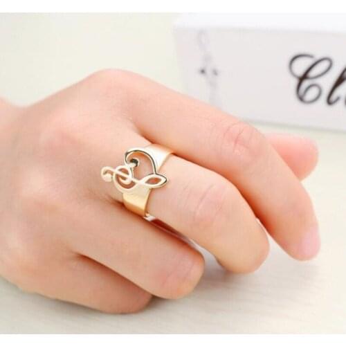 Musical Note Openings Design Delicate Retro Adjustable Rhinestone Midi Rings Female Jewelry Simple Style Gift Female Jewelry