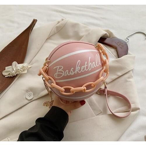 2020 Chain Designer Basketball Shape Small Leather Crossbody Bags For Women Fashion Shoulder Messenger Female Luxury Handbags